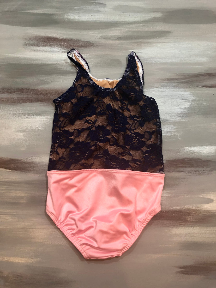 Baby Pink and Navy Lace- Faith Leotard – Sew Custom Costumes