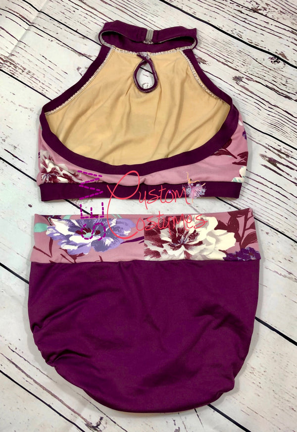 Plum and light purple floral Perseverance Set- Adult Small