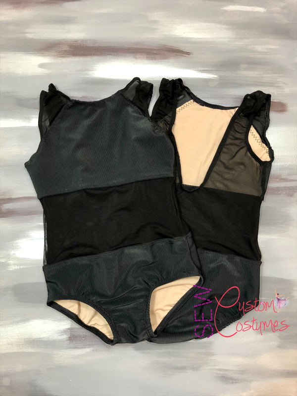 Black ribbed and mesh- Believe Leotard