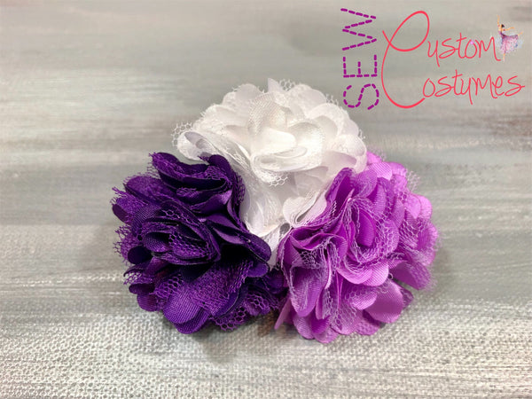 White and shades of Purple- Hair Flower Trio