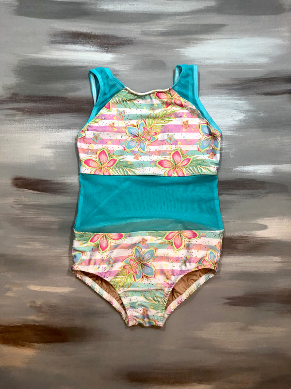 Striped Tropical Floral- Believe Leotard