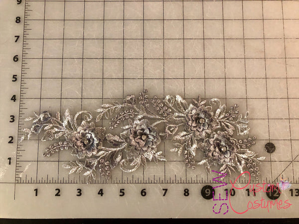 Silver Floral Appliques