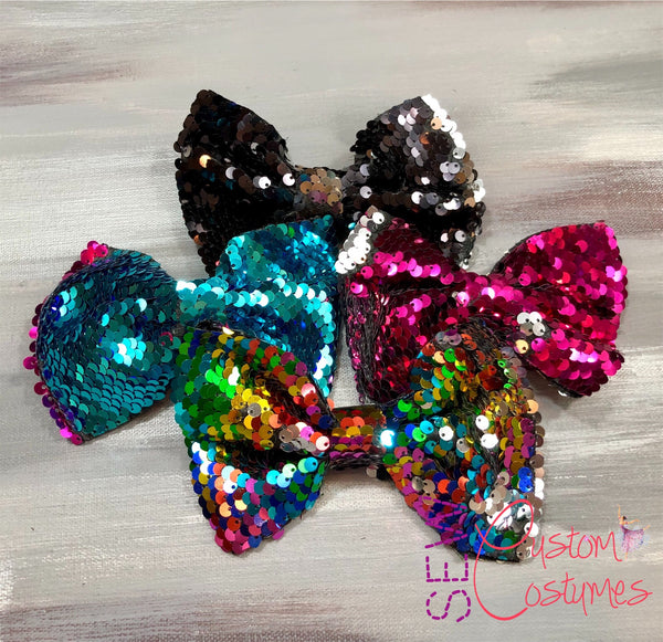 Turquoise/Pink 5 inch Sequin Hair Bow
