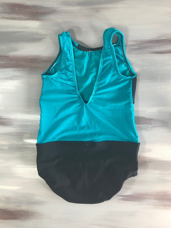 Black and teal believe leotard