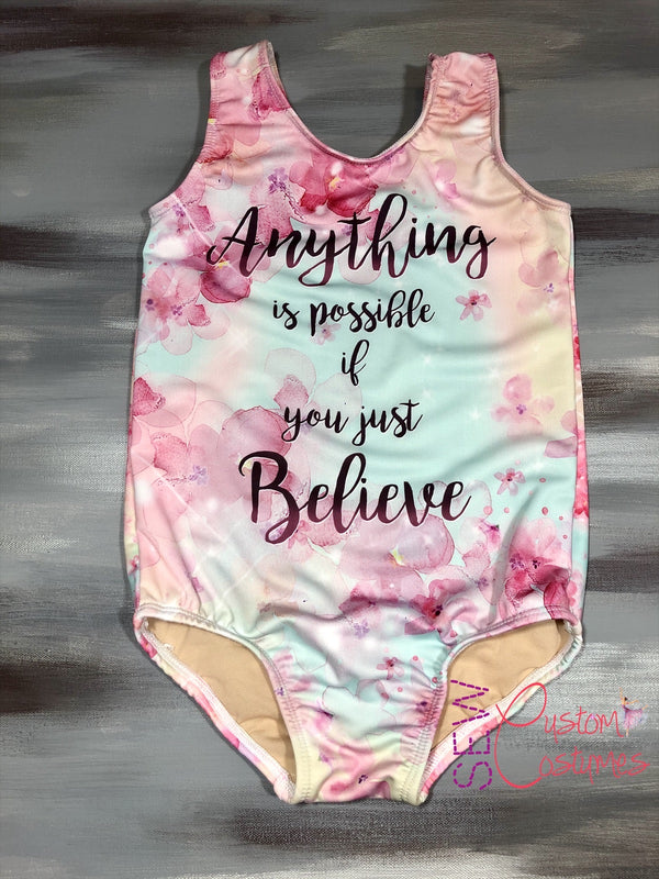 Watercolor Sparkle~Believe- Child Small Sleeveless Autumn Leotard