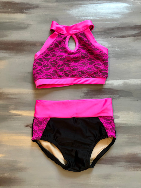 Pink lace and black- Perseverance Set