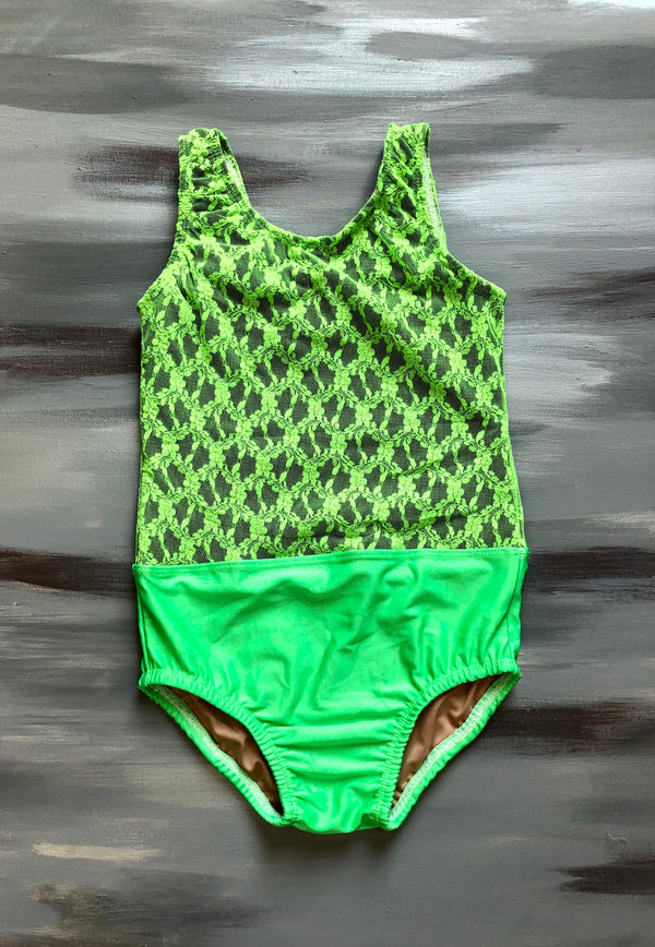 CM- Lime green lace Faith Leotard