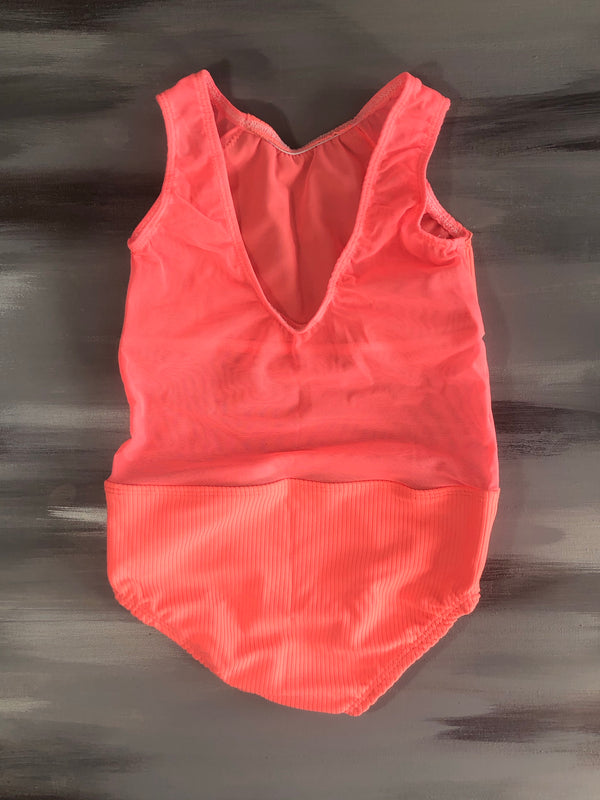 Coral ribbed believe leotard