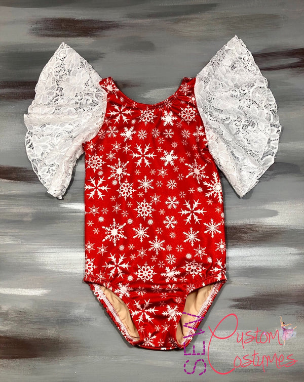 Child Extra Extra Small-Red Snowflake Autumn Leotard