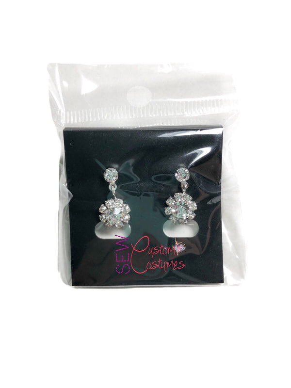 Crystal Floral Drop- Pierced Earrings
