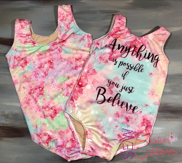 Watercolor Sparkle~Believe- Child Small Sleeveless Autumn Leotard