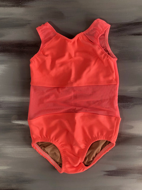 Coral ribbed believe leotard